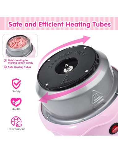 Máquina de Algodón de Azúcar MOMULL Rosa con 25 Palitos