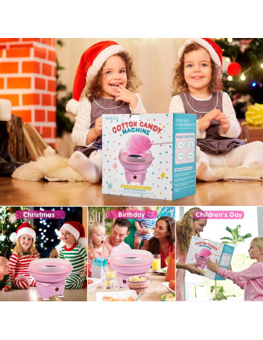 Máquina de Algodón de Azúcar MOMULL Rosa con 25 Palitos