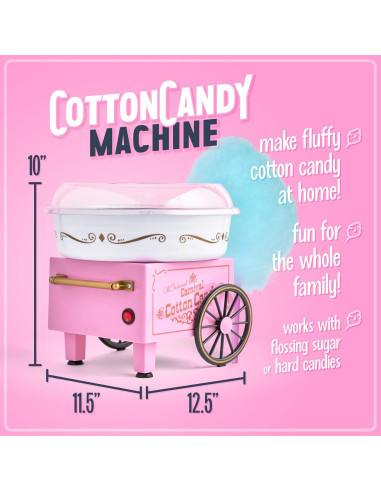 Máquina de Algodón de Azúcar Nostalgia Rosa con Accesorios