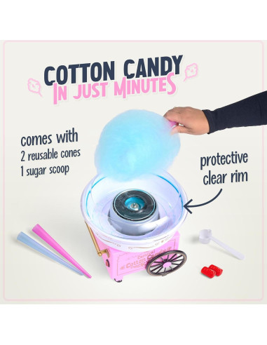 Máquina de Algodón de Azúcar Nostalgia Rosa con Accesorios