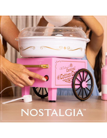 Máquina de Algodón de Azúcar Nostalgia Rosa con Accesorios