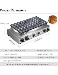 Mini Máquina de Pancakes SIJIDING 1900W Antiadherente 50pcs 2