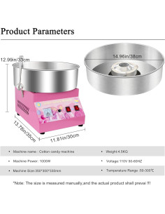 Máquina de Algodón de Azúcar Comercial 1000W Acero Inoxidable 2