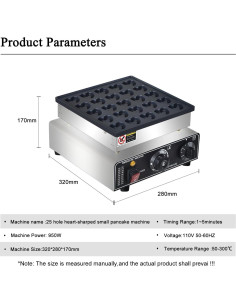 Mini Máquina de Pancakes Holandeses AEYDJXMER 950W 25 Piezas 2