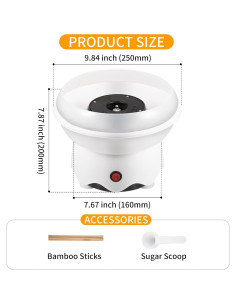 Máquina de Algodón de Azúcar FUNTELL 400W Blanca - Fácil Uso 2