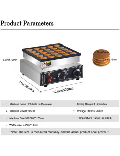 Hacedor de Mini Pancakes AEYDJXMER 25PCS Acero Inoxidable 950W 2