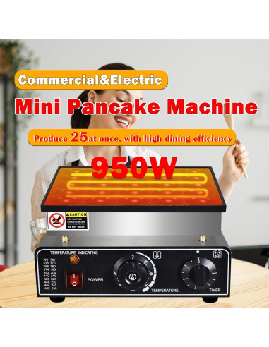 Hacedor de Mini Pancakes AEYDJXMER 25PCS Acero Inoxidable 950W