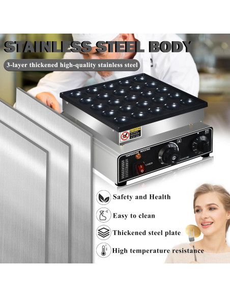 Hacedor de Mini Pancakes AEYDJXMER 25PCS Acero Inoxidable 950W