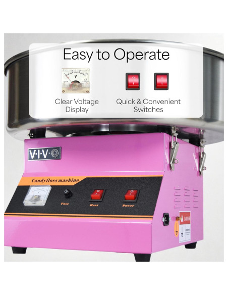 Máquina de Algodón de Azúcar VIVO CANDY-V001 1030W 20" Acero Inoxidable