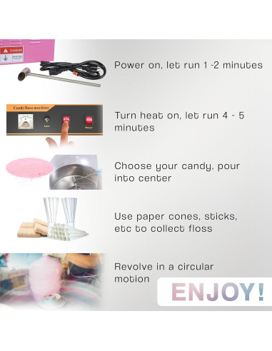 Máquina de Algodón de Azúcar VIVO CANDY-V001 1030W 20" Acero Inoxidable