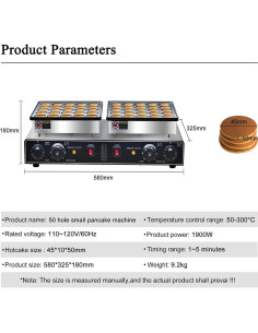 Hacedor de Pancakes Mini AEYDJXMER 1900W Antiadherente 25PCS 2