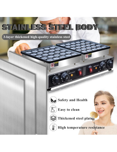 Hacedor de Pancakes Mini AEYDJXMER 1900W Antiadherente 25PCS