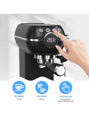 Cafetera Espresso HBN ES-6400T 20Bar con Espumador 1L