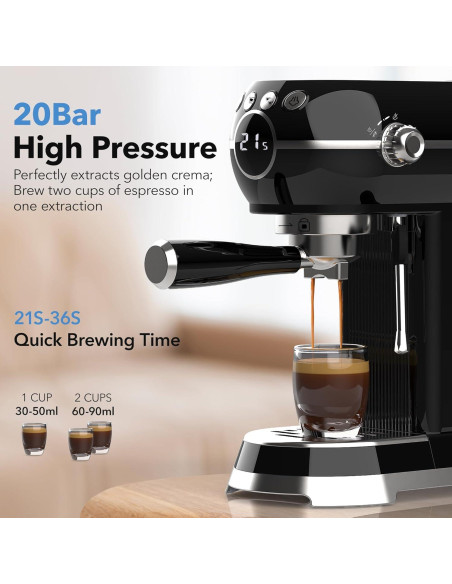 Cafetera Espresso HBN ES-6400T 20Bar con Espumador 1L