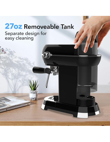 Cafetera Espresso HBN ES-6400T 20Bar con Espumador 1L