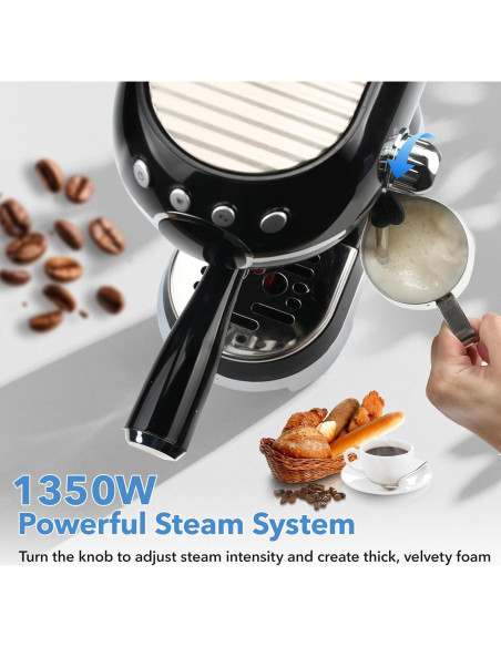 Cafetera Espresso HBN ES-6400T 20Bar con Espumador 1L