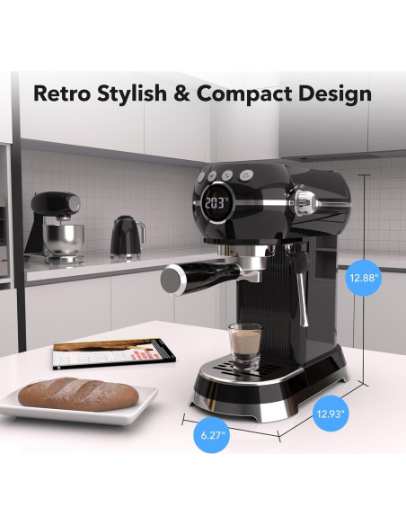 Cafetera Espresso HBN ES-6400T 20Bar con Espumador 1L