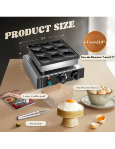 Fabricante de Pancakes Moongiantgo 9PCS 900W Anti-adherente 2