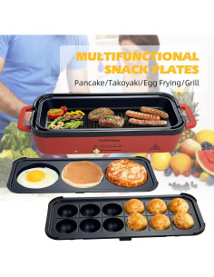 Plancha Eléctrica Multifuncional HeHoGoGo 650W con 3 Sartenes 2