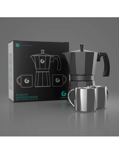 Cafetera Moka Coffee Gator 6 Tazas Aluminio Gris Mate 360ml