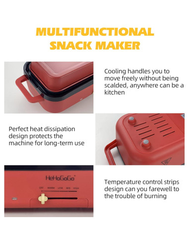 Plancha Eléctrica Multifuncional HeHoGoGo 650W con 3 Sartenes