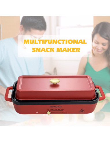 Plancha Eléctrica Multifuncional HeHoGoGo 650W con 3 Sartenes