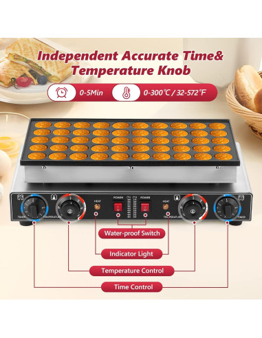 Máquina de Pancakes Eléctrica LANUEVA GG-2, 50 Pcs, Acero Inoxidable