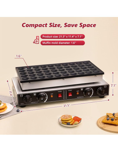 Máquina de Pancakes Eléctrica LANUEVA GG-2, 50 Pcs, Acero Inoxidable