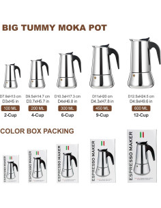Cafetera Moka DITOSH 2 Tazas Acero Inoxidable 100ml 2