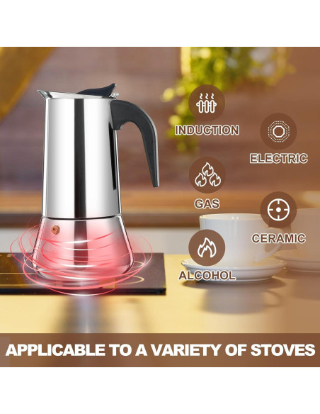 Cafetera Moka DITOSH 2 Tazas Acero Inoxidable 100ml