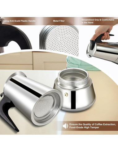 Cafetera Moka DITOSH 2 Tazas Acero Inoxidable 100ml