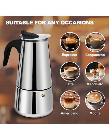 Cafetera Moka DITOSH 2 Tazas Acero Inoxidable 100ml