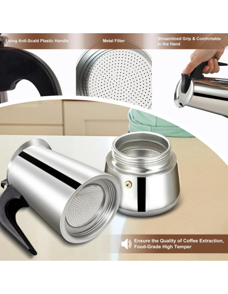 Cafetera Moka DITOSH 2 Tazas Acero Inoxidable 100ml