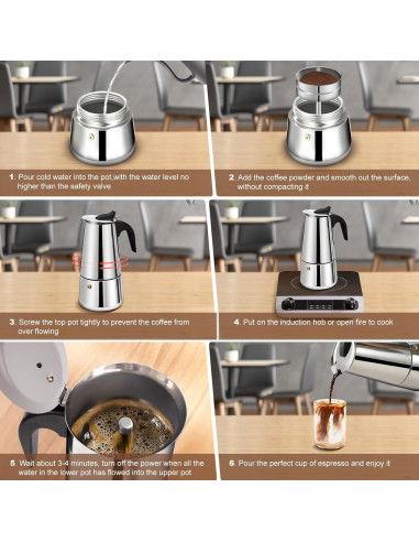 Cafetera Moka DITOSH 2 Tazas Acero Inoxidable 100ml