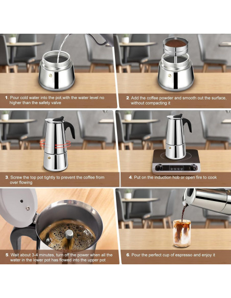 Cafetera Moka DITOSH 2 Tazas Acero Inoxidable 100ml