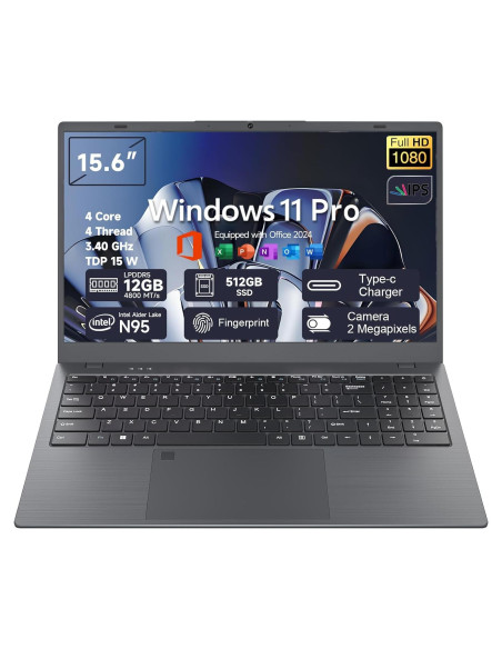 Portátil Akocrsiy 15.6" FHD, 12GB RAM, 512GB SSD, Windows 11