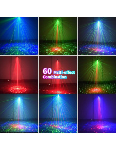 Luz de Fiesta DJ POCOCO R60 Proyector Laser RGB Control Remoto 2