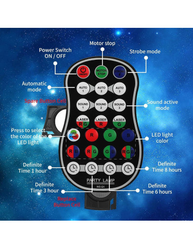 Luz de Fiesta DJ POCOCO R60 Proyector Laser RGB Control Remoto
