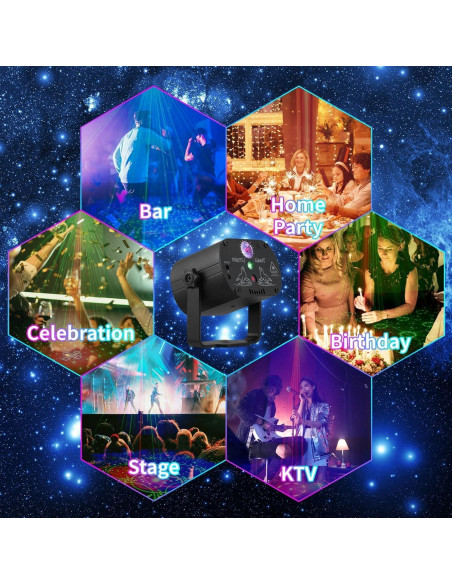 Luz de Fiesta DJ POCOCO R60 Proyector Laser RGB Control Remoto