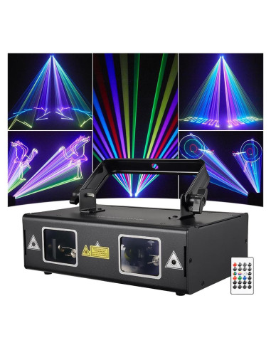 Luz Láser 3D RGB DMX512 con Control Remoto - Ideal para Fiestas