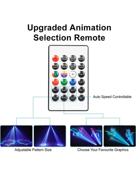 Luz Láser 3D RGB DMX512 con Control Remoto - Ideal para Fiestas
