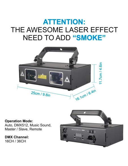 Luz Láser 3D RGB DMX512 con Control Remoto - Ideal para Fiestas