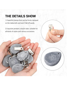 Pesas para Manteles de Mármol HIDAMAZY - 6 Pcs con Clips de Metal 2
