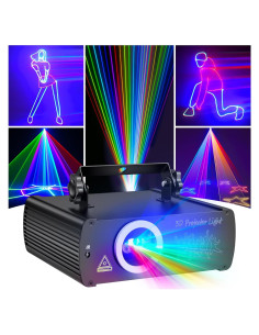Luz Láser DJ RGB 20W Animación 3D Control Remoto DMX512
