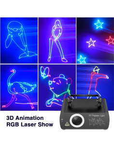 Luz Láser DJ RGB 20W Animación 3D Control Remoto DMX512 2