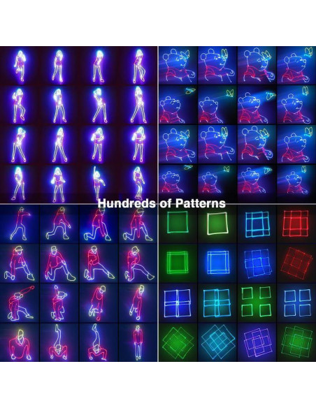 Luz Láser DJ RGB 20W Animación 3D Control Remoto DMX512