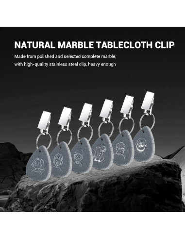 Pesas para Manteles de Mármol HIDAMAZY - 6 Pcs con Clips de Metal