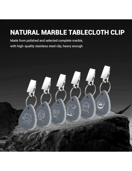 Pesas para Manteles de Mármol HIDAMAZY - 6 Pcs con Clips de Metal