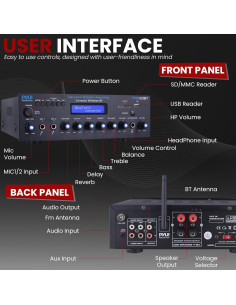 Amplificador Estéreo Inalámbrico Pyle PDA63BT 200W Bluetooth 2
