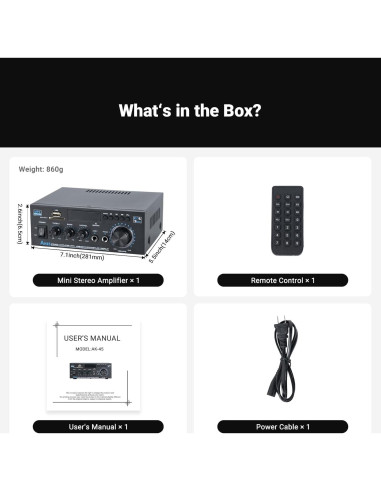 Receptor Estéreo Bluetooth NEOHIPO AK45 300W 2 Canales FM Karaoke